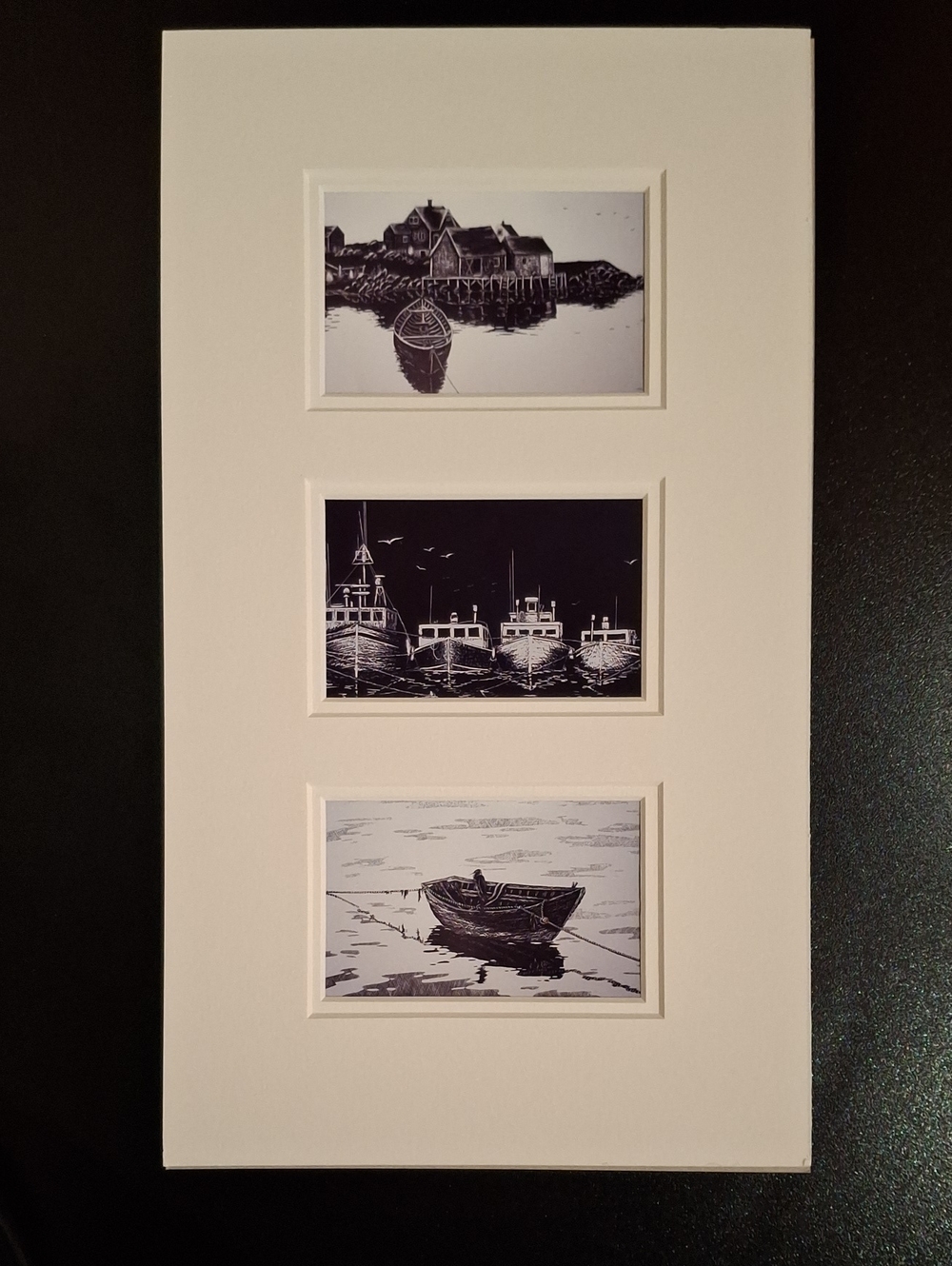 Scratchboard Etching Triptych Prints by PEI artist Diane Cote